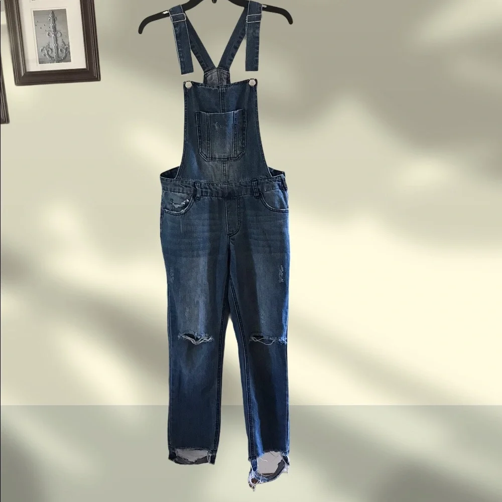 Distressed Denim Overalls SZ Small - Picture 8 of 11